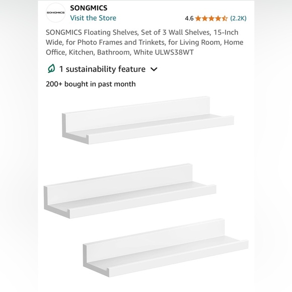 New in box 3 white wall shelves complete with hardware and instructions - Picture 3 of 3